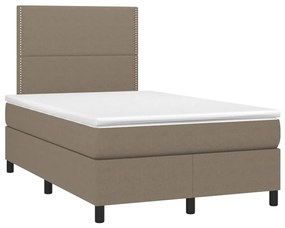 Letto a molle con materasso e led tortora 120x190 cm in tessuto