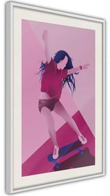 Poster  Girl on a Skateboard  Cornice Quadri Cornice nera con pass-partout, Larghezza x Altezza Home decor 30x45