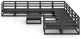 Set Divani da Giardino 11 pz in Legno Massello di Pino