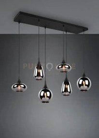 Lumina sospensione rettangolare metallo nero con 6 diffusori di vet...