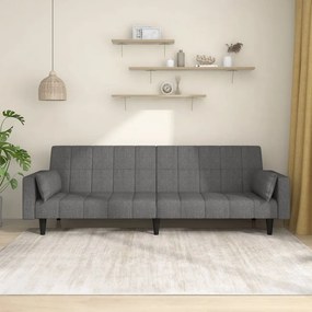 Divano Letto A 2 Posti Con 2 Cuscini Grigio Chiaro İn Tessuto /