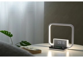Immax 08994L - Lampada da tavolo LED dimmerabile con sveglia e di ricarica 18W/230V bianco