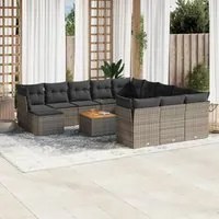 Set Divani da Giardino 13 pz con Cuscini Grigio in Polyrattan 3256319