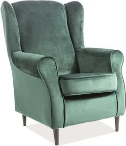Poltrona Baron in velluto verde - Blu78/wenge