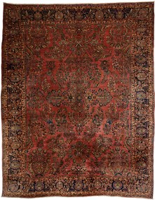 Sarouk Tappeto 350 x 270 Rosso (Iran) Annodato A Mano