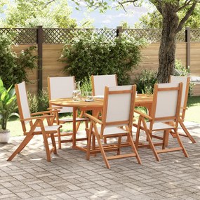 Set Pranzo Da Giardino 7pz Legno Massello Di Acacia E Textilene /