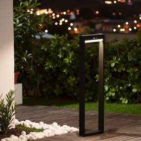 Paletto da giardino Solare Nero con Sensore di Mov. 80cm serie VELA Colore  Bianco Naturale 4.000K