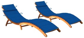 Lettini Prendisole 2 Pz Con Cuscini İn Legno Massello Dacacia /