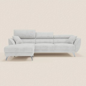 Michelangelo Divano Angolare con Penisola e Sedute Estensibili - Poggiatesta reclinabili in raffinato tessuto smacchiabile effetto vellutino T30