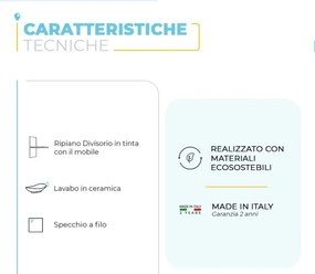 Mobile bagno sospeso 80 cm grigio cemento Master lavabo 40 e specchio