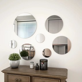 Set Di Specchi Da Parete 7 Pz İn Vetro Circolare /