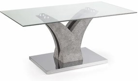 Tavolino soggiorno in vetro struttura legno cemento - TINDARO