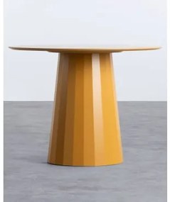 Tavolo da Pranzo Rotondo in Legno e Acciaio (Ø 100 cm) Irem Mostarda - The Masie
