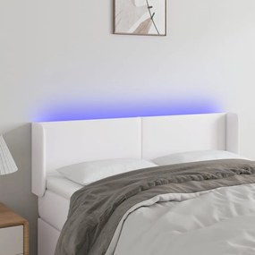 Testiera A Led Bianca 147x16x78/88 Cm İn Similpelle /