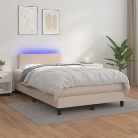 Giroletto Molle Materasso E Led Cappuccino 120x200cm Similpelle /