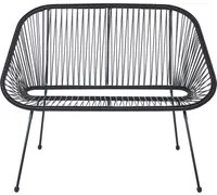 Panca giardino acciaio Rattan nero 114 cm rotonda Soggiorno moderno spaghetti da esterno