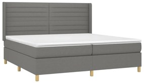 Letto a Molle Materasso e LED Grigio Scuro 200x200cm in Tessuto