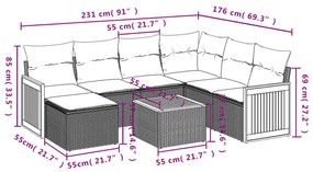 Set divano da giardino 8 pz con cuscini grigio in polyrattan