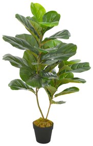 Pianta Artificiale di Ficus Lyrata con Vaso Verde 90 cm