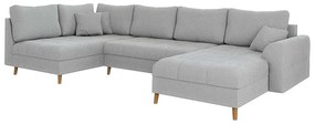 Divano angolare in velluto a coste grigio chiaro (angolo destro/U) Ariella - Ropez