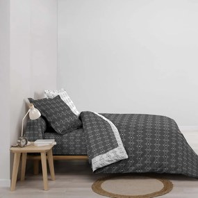 Copripiumino bianco/grigio scuro in cotone per letto matrimoniale/per letto esteso 240x220 cm Aristide – douceur d'intérieur