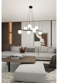 Lampadario Moderno Cadmo Acciaio Nero Bianco 8 Luci E14 Ip20