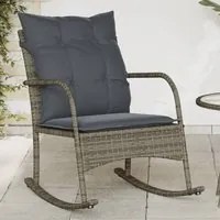 Sedia a Dondolo da Giardino con Cuscini in Polyrattan Grigio 369020