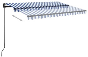 Tenda da Sole Retrattile Manuale con LED 3x2,5 m Blu e Bianco