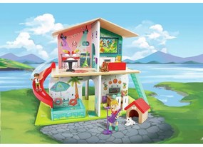 Casetta colorata a due piani con scivolo ed effetti sonori