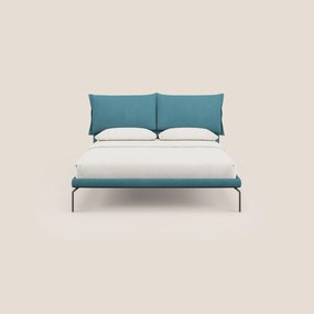 Bice letto imbottito con cuscini e piedi alti in metallo in tessuto impermeabile T02