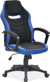 Poltrona girevole Camaro in tessuto nero/blu – 59x49x106 cm