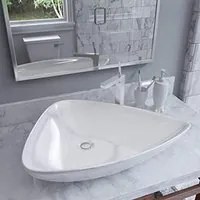 Lavabo da appoggio ceramica bianco triangolare lavandino lavello arredo 68x47,5x12,5 cm