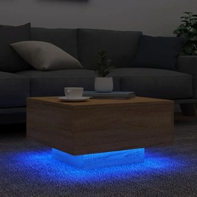Tavolino da Soggiorno con Luci LED Rovere Sonoma 55x55x31 cm