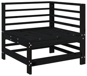 Set Salotto da Giardino 6 pz Nero in Legno Massello di Pino