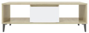 Tavolino salotto bianco rovere sonoma 103,5x60x35cm truciolato