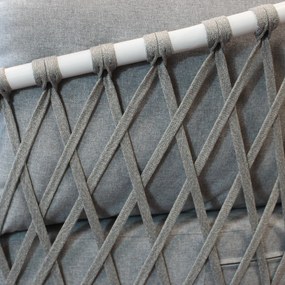 BACHATA - salotto con struttura in alluminio verniciato taupe o bianca, rivestimento in corda in pvc