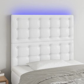 Testiera A Led Bianco 100x5x118/128 Cm İn Similpelle /