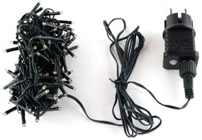 Catenaria Natalizia LED 12m 8 GIOCHI DI LUCE Cavo VERDE IP44 Colore Bianco Caldo 2200 - 2300 °K