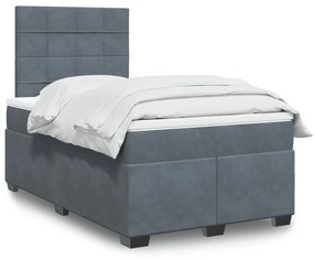 Giroletto A Molle Con Materasso Grigio Scuro 120x190 Cm Velluto /