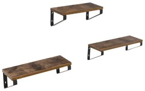 Set di 3 mensole da parete SHELFY marrone/nero