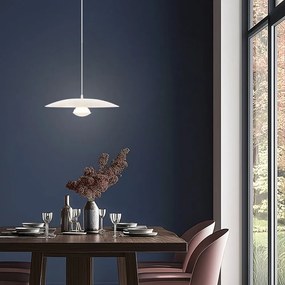 Lampadario LED bianco con paralume in metallo Lund – Candellux Lighting