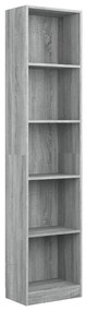 Libreria 5 Ripiani Grigio Sonoma 40x24x175 cm Legno Multistrato