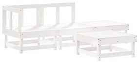 Set Divani da Giardino 4pz con Cuscini in Legno Massello Bianco