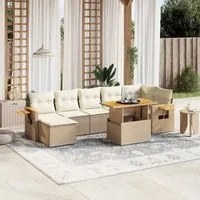 Set Divano da Giardino 8 pz con Cuscini Beige in Polyrattan 3273627