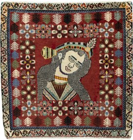 Shiraz Tappeto 60x60 Rosso (Iran) Annodato A Mano
