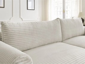 Divano angolare color crema allungabile (con penisola a destra) con rivestimento in velluto a coste Lucien – Bobochic Paris