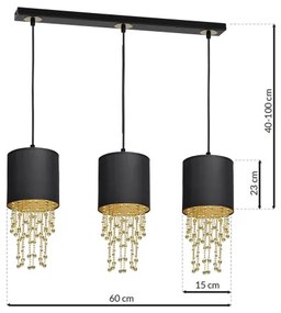 Lampadario a sospensione con filo ALMERIA 3xE27/60W/230V