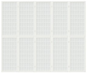 Divisorio Pieghevole 5 Pannelli Stile Giapponese 200x170 Bianco