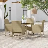 Set Mobili da Pranzo per Giardino 5 pz in Polyrattan Beige cod mxl 35607