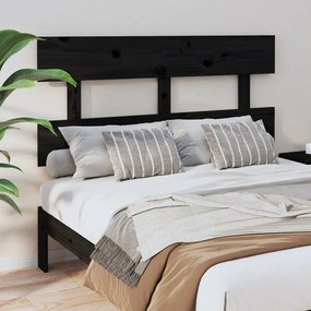 Testiera per letto nera 124x3x81 cm in legno massello di pino